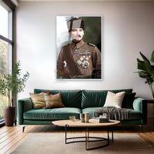 Atatürk Portre Metal Çerçeveli Cam Tablo Mustafa Kemal Atatürk Tablo Ev Ofis Dekorasyon Cam Tablo