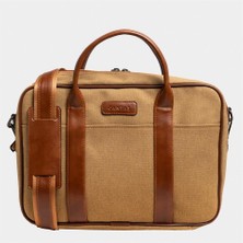 Retro Kanvas 40x29 Evrak Ve Laptop Çantası 15 Inç Camel