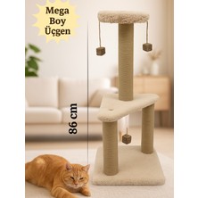 Mega Boy 86 cm Üçgen Kedi Tırmalama Tahtası – Ponponlu ve Büyük Kedilere Uygun Tasarım Harikası