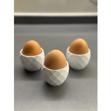 3'lü Modern Desenli Yumurtalık Seti Beyaz