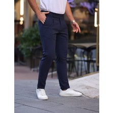 Erkek Old Money Kendinden Kemerli Kumaş Pantolon