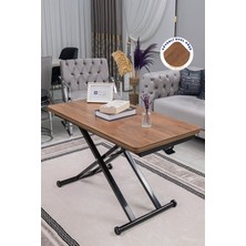 Sehpam Akıllı  Home Üst Tabla Mdf Ceviz Oval Köşe Alt Ayak Siyah 