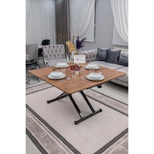 Sehpam Akıllı  Home Üst Tabla Mdf Ceviz Oval Köşe Alt Ayak Siyah 