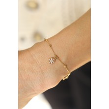 14 Ayar Altın Dorika Detaylı Kar Tanesi Bileklik