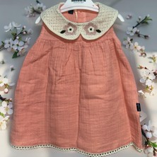 Doğal Müslin Kumaş Kız Bebek Elbisesi - Dantel Yakalı 🌸