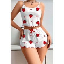 Askılı Desenli Şortlu Pijama Takımı