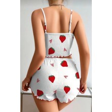 Askılı Desenli Şortlu Pijama Takımı