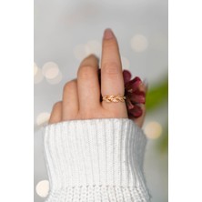 Zirkon Taşlı Kraliçe Tacı Model Ayarlanabilir Gold Kadın Yüzük