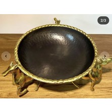 Askur Üç Atlı Bakır Işlemeli Meyvelik ve Ikramlık
