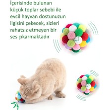 Luxury Ponponlu ve Çıngıraklı Kedi Oyun Topu Kedi Egzersiz Oyuncağı Evcil Hayvan Hareket Oyuncak 1 Adet 1 Adet