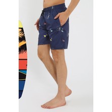 Moda Serdem Erkek Desenli Fermuar Cepli Deniz Şortu Lacivert 27526