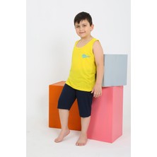 Moda Serdem Erkek Çocuk Sıfır Kol Şortlu Sarı Penye Pijama Takımı 20435