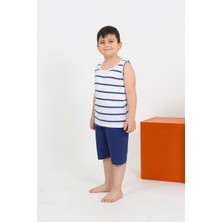 Moda Serdem Erkek Çocuk Sıfır Kol Şortlu Beyaz Penye Pijama Takımı 20435