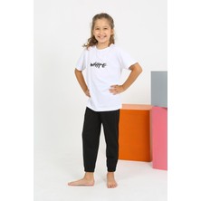 Modaserdem  Kız Çocuk Kısa Kol Beyaz Penye Pijama Takım
