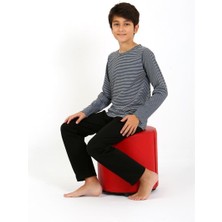 Moda Serdem Erkek Çocuk Uzun Kol Penye Pijama Takım 20438 Gri