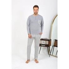 Moda Serdem Erkek Uzun Kol Penye Gri Pijama Takımı 6861