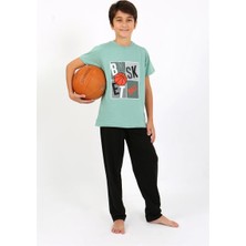 Moda Serdem Erkek Çocuk Kısa Kol Penye Pijama Takım 20758 Suyeşili