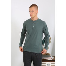 Moda Serdem Erkek Penye Uzun Kol Pijama Takımı 6860 Haki