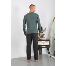 Moda Serdem Erkek Penye Uzun Kol Pijama Takımı 6860 Haki