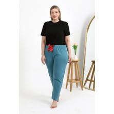 Moda Serdem Kadın Pamuklu Büyük Beden Alt Pijama 27559 Petrol
