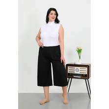 Moda Serdem Modaserdem  Kadın Büyük Beden Bürümcük Kapri 27561SIYAH