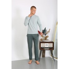 Moda Serdem Erkek Penye Uzun Kol Pijama Takımı 6860 Su Yeşili