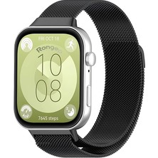 Nezih Case  Huawei Watch Fit 3 Uyumlu Milano Hasır Örgü Metal Magnet Pratik Kordon