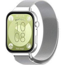 Nezih Case  Huawei Watch Fit 3 Uyumlu Milano Hasır Örgü Metal Magnet Pratik Kordon