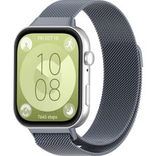 Nezih Case  Huawei Watch Fit 3 Uyumlu Milano Hasır Örgü Metal Magnet Pratik Kordon