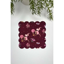 Bordo Zemin Etnik Çiçek Desenli Lazer Kesim Kokteyl Peçetesi 1 Adet