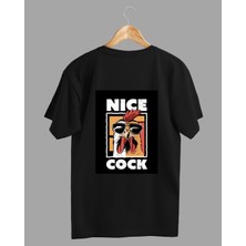 Absürt Tasarım Severler Için Nice Cock Temalı Baskılı T-Shirt