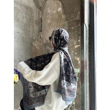 Pamuklu Vintage Desen Şal-Gri