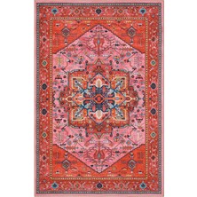 Cool Halı Beylerbeyi By 831 Kırmızı Pembe Etnik Desenli Otantik Salon Halısı Yıkanabilir Dokuma Şönil Halı