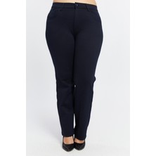 Büyük Beden Boru Paça Çelik Örme Pantolon Lacivert