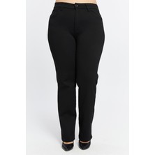 Büyük Beden Boru Paça Çelik Örme Pantolon Siyah