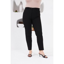 Cep Detaylı Büyük Beden Kumaş Pantolon Siyah