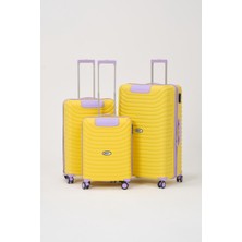 Keo-Plus Sarı-Lila 3 Lü Set Silikon Kırılmaz Pp Valiz