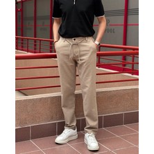 Erkek, Bel Lastikli, Regular-Fit, Keten Dokuma, Pamuklu Old Money Culture Pantolon 300