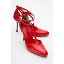 Jon Kırmızı Rugan Kadın Ince Topuklu Ayakkabı