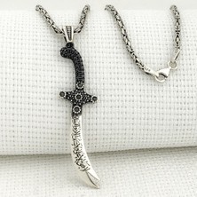 925 Ayar Gümüş La Feta Illa Ali La Seyfe Illa Yazılı Zülfikar Kral Zincir Kolye