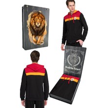 Galatasaray Orijinal Sweat Kapüşonlu Fermuarlı Siyah Sweat Özel Tasarım Ahşap Kutulu