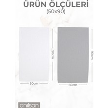 Anılsan 4'lü Gri-Beyaz El Havlusu - 50 x 90  cm , 225 Gr,  Pamuk, Spa ve Otel Havlusu