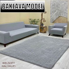 Baklava Model Kumaştan Welsoft Lastikli Halı Örtüsü