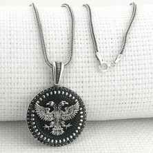 925 Ayar Gümüş Çift Başlı Kartal Kolye