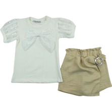 Miss Belinda Tokalı Şort Etek Kız Takım 7-10 YAŞ-204356 - Krem