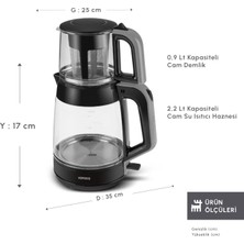 Karaca Glass Tea Xl 2 In1 Cam Çay Makinesi Space Gray