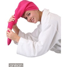 %100 Pamuk Fuşya Havlu Bone Saç Kurutma Bonesi Kafa Havlusu Duş Banyo Bonesi Islak Saç Kurulama Bone