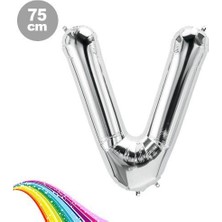 V - Harfi Folyo Balon Gümüş (75  cm )