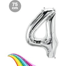 4 Sayı Folyo Balon Gümüş (75  cm )