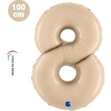 8 Rakam Folyo Balon Satin Krem (100 x 70  cm )